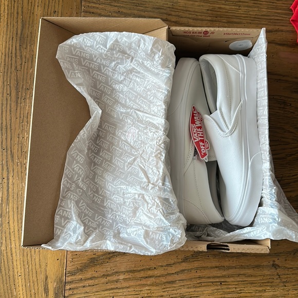 Vans Shoes - white classic slip on vans size 8